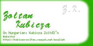 zoltan kubicza business card